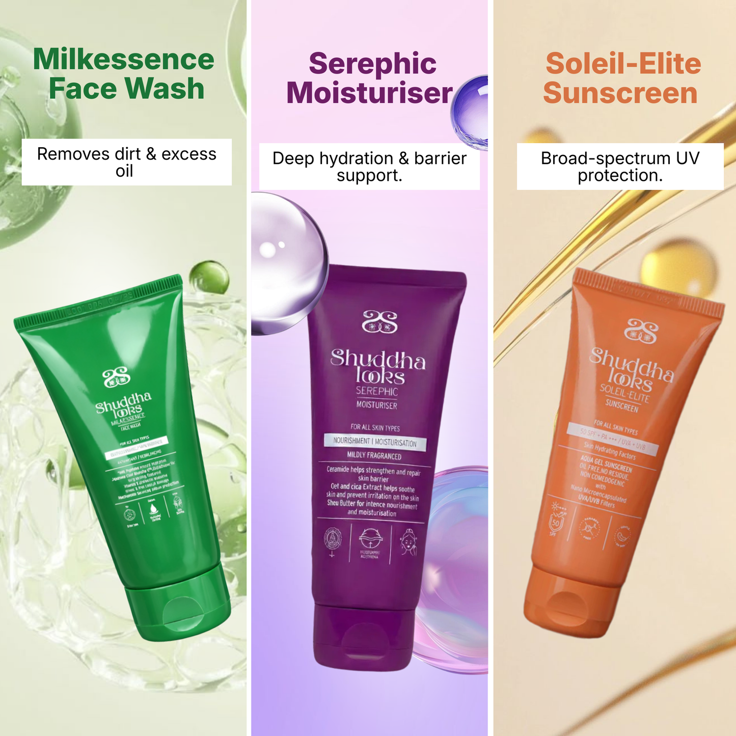 Facewash +  Moisturizer +  Sunscreen